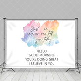 Aperturee - White Hello Good Morning Positive Words Backdrop